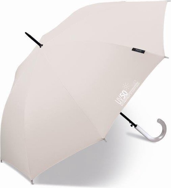 Happy Rain - Lange paraplu met UV bescherming - Automatisch - Grijs - maat Onesize