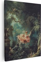 Artaza Canvas Schilderij De Schommel - Jean-Honoré Fragonard - 80x100 - Groot - Kunst - Wanddecoratie Woonkamer