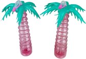 Palmboom drinkbeker met rietje - Roze/Groen - Set van 2 - Kinderen - Slush Puppy