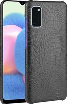 Samsung Galaxy A41 Hoesje - Mobigear - Croco Serie - Hard Kunststof Backcover - Zwart - Hoesje Geschikt Voor Samsung Galaxy A41