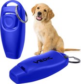 VEDIC®  - Luxe clicker met fluit - Clickertraining - Donkerblauw - Bevestigingsring - Fluit - Hondentraining
