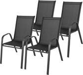 Tuintafel stoelen set zwart - 4 stuks