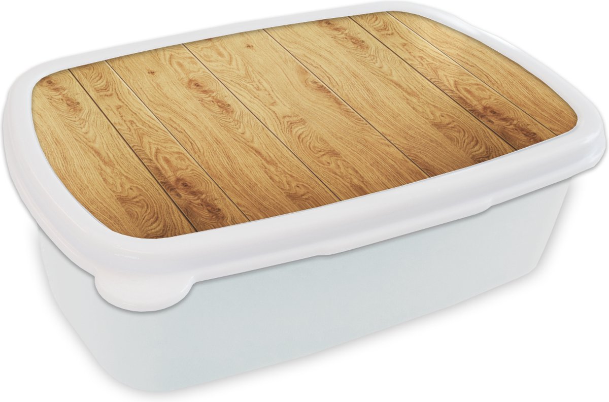 Broodtrommel Wit - Lunchbox - Brooddoos - Patronen - Planken - Natuur - 18x12x6 cm - Volwassenen