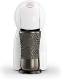 Witte Krups Dolce Gusto Piccolo XS koffiecupmachine met een gestructureerde donkergrijze houder voor de cup.