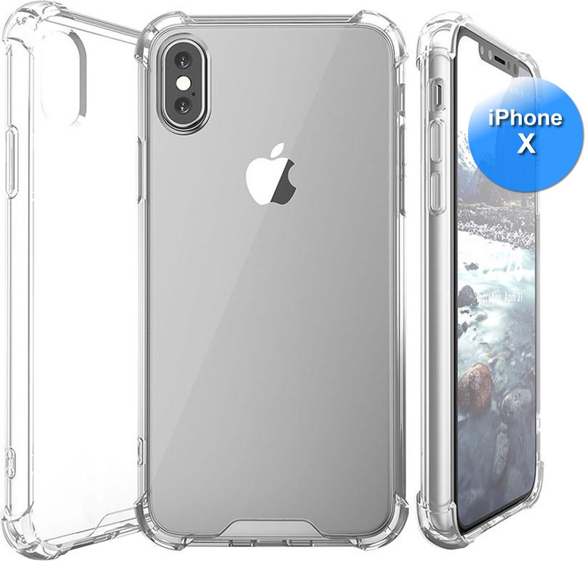 iPhone X 10 Hoesje Transparant Siliconen Anti Shock- iPhone X 10 Case - iPhone X 10 - Transparant- Anti Shock Case