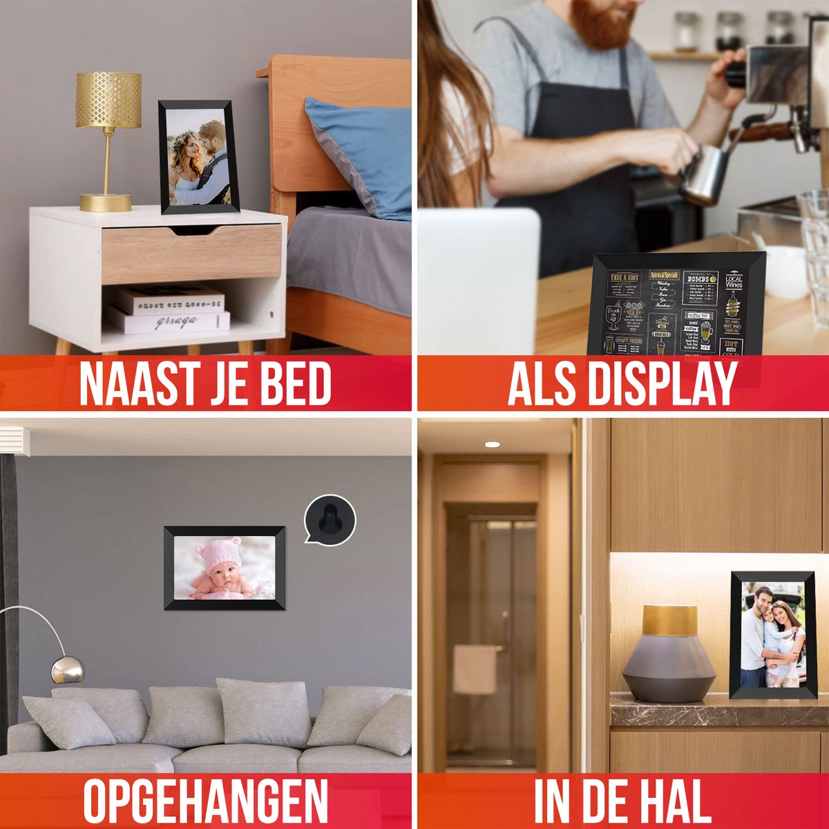 Strex Digitale Fotolijst met WiFi - 10.1 Inch Touchscreen - Frameo software via App thumbnail 8