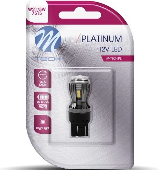 M-Tech LED W21/5W T20 12V - Platinum - 14x Osram Led diode - Wit - Set ...