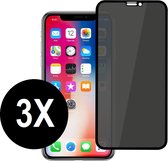 iPhone XS Max screenprotector - Privacy screen protector - Screenprotector iPhone XS Max - Tempered glass - 3 stuks