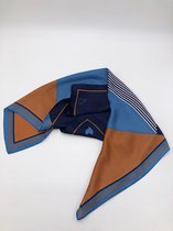 Sjaal - Nek Sjaaltje - Wit - Bruin - Blauw - Gestreept - Hip - Glanzend - Back2Trends