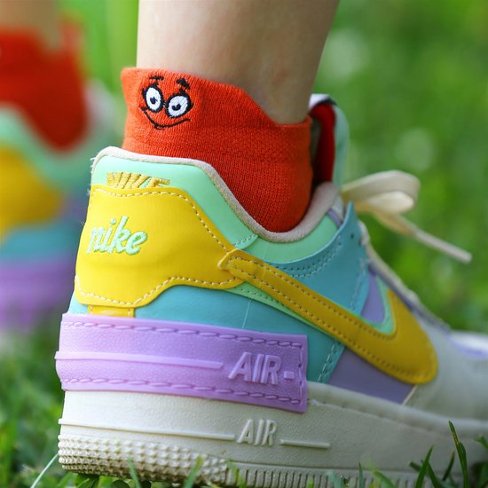 krautwear Sneakersokken voor dames en heren, 2 paar, grappige kleurrijke motieven, katoen, papegaai, 36-41 EU