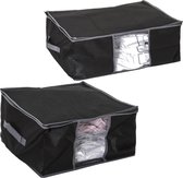 Set van 2x dekbed/kussen opberghoezen zwart met vacuumzak - 40 x 40 x 25 cm en 60 x 44 x 25 cm
