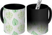 Magische Mok - Foto op Warmte Mokken - Koffiemok - Monstera - Bladeren - Patronen - Groen - Magic Mok - Beker - 350 ML - Theemok