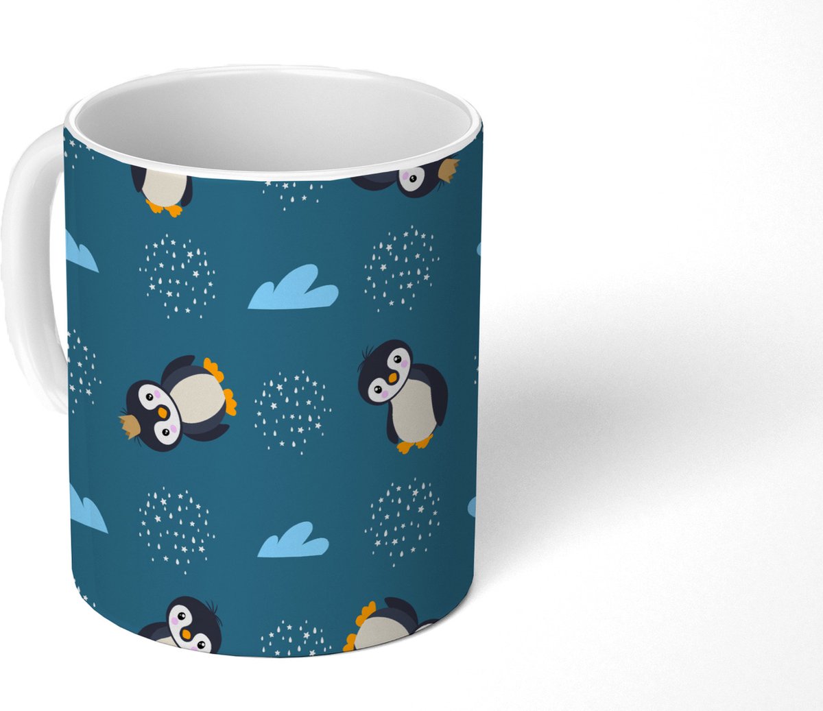 Mok - Koffiemok - Pinguïn - Wolken - Jongens - Design - Mokken - 350 ML - Beker - Koffiemokken - Theemok