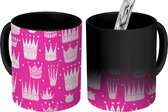 Magische Mok - Foto op Warmte Mokken - Koffiemok - Kroon - Patronen - Roze - Magic Mok - Beker - 350 ML - Theemok