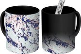 Magische Mok - Foto op Warmte Mokken - Roze - Blauw - Marmer print - Design - Magic Mok - Beker - 350 ML - Uitdeelcadeautjes