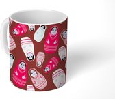 Mok - Koffiemok - Patronen - Poppen - Roze - Mokken - 350 ML - Beker - Koffiemokken - Theemok