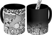 Magische Mok - Foto op Warmte Mokken - Koffiemok - Patronen - Abstract - Line Art - Zwart Wit - Magic Mok - Beker - 350 ML - Theemok