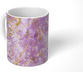 Mok - Gold - Marmer print - Patroon - Paars - Mokken - 350 ML - Beker - Uitdeelcadeautjes