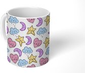 Mok - Patroon - Meisjes - Sterren - Wolk - Mokken - 350 ML - Beker - Uitdeelcadeautjes