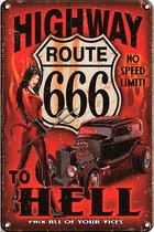 Signs-USA Highway to Hell - Retro Wandbord - Metaal - 40x30 cm