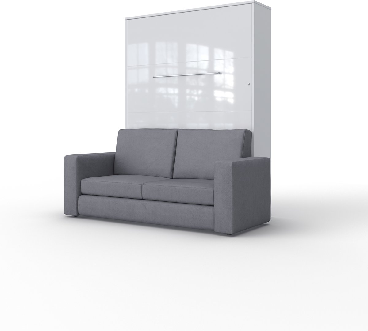 Maxima House - INVENTO SOFA Elegance - Verticaal Vouwbed Inclusief Bank - Logeerbed - Opklapbed - Bedkast - Inclusief LED - Hoogglans Wit + Antraciet Sofa - 200x140 cm