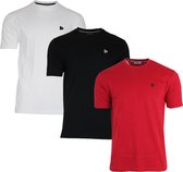 3-Pack Donnay T-shirt (599008) - Sportshirt - Heren - White/Black/Berry Red - maat L