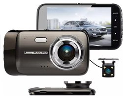 TechU™ Dashcam Voor en Achter Camera – M19 Antraciet – Dashboardcamera – Full HD 1080P – 170° Wijdhoeklens – G-sensor – Parkeermodus – Nachtvisie – Loop recording – Bewegingssensor – Incl. Achteruitrijcamera - voor auto