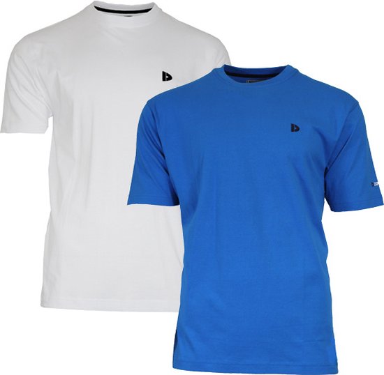 Donnay T-shirt - 2 Pack - Sportshirt - Heren - Maat XXL - Wit & Active blue
