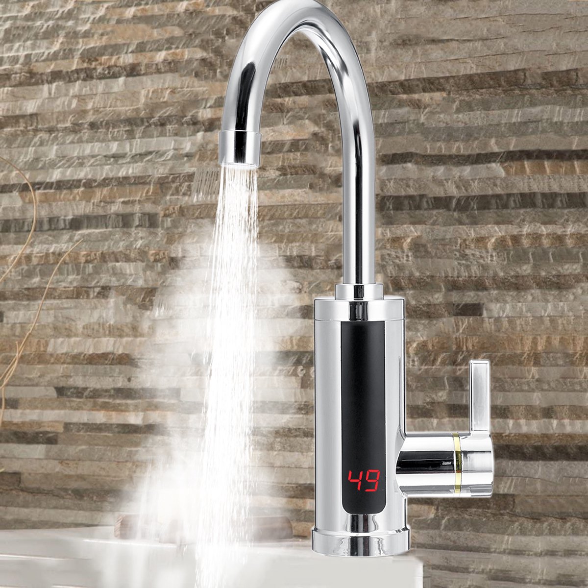 Robinet d'eau électrique 220 V avec chauffe-eau, affichage de la  température LED, 3000 W, chauffe-eau instantané pour cuisine salle de bain