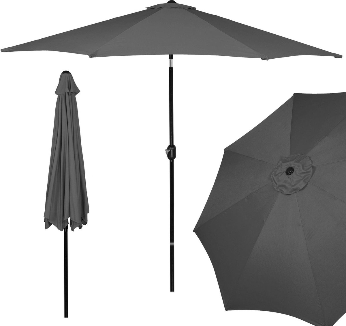 Springos Parasol | Parasols | Kantelbaar | Met ventilatie | Antraciet | Ø 300 cm – foto 4