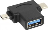 Fontastic 253843 USB-A naar Micro-USB adapter - USB-C - USB 3.1 Gen 1 - Zwart