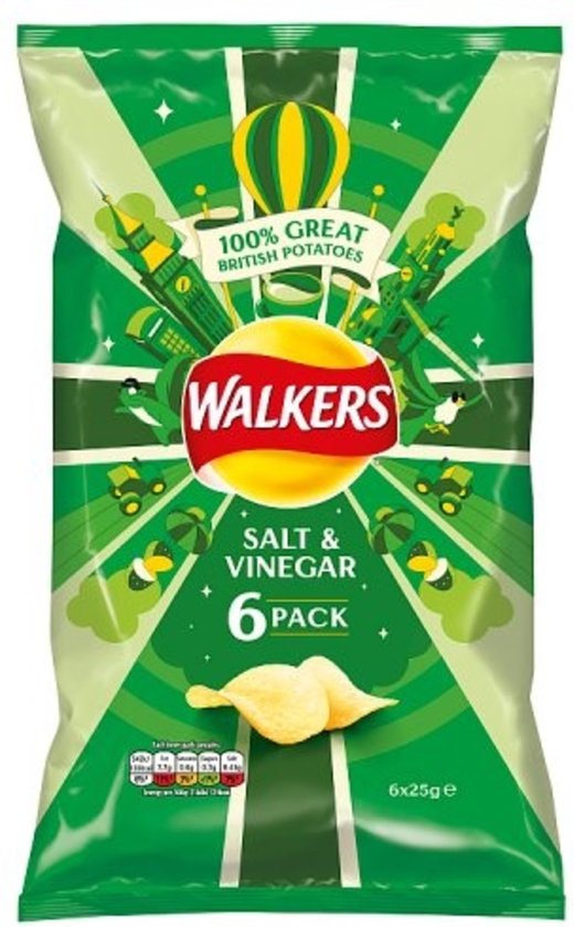 Walkers Crisps Salt & Vinegar 1pk x 6st x 25g