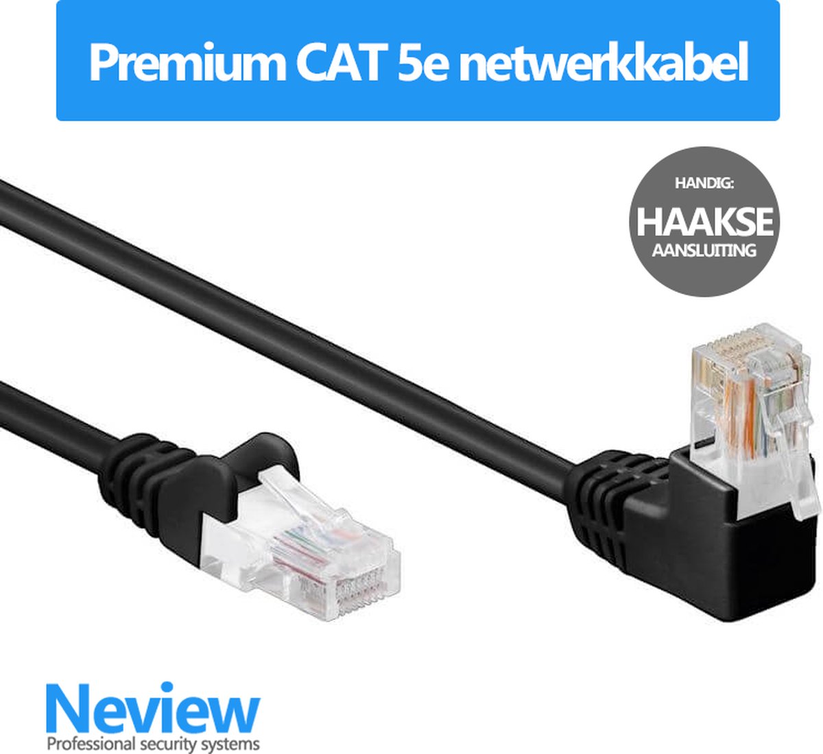 Neview - 5 meter premium UTP patchkabel - CAT 5e - Haakse stekker - Zwart  -... | bol.com