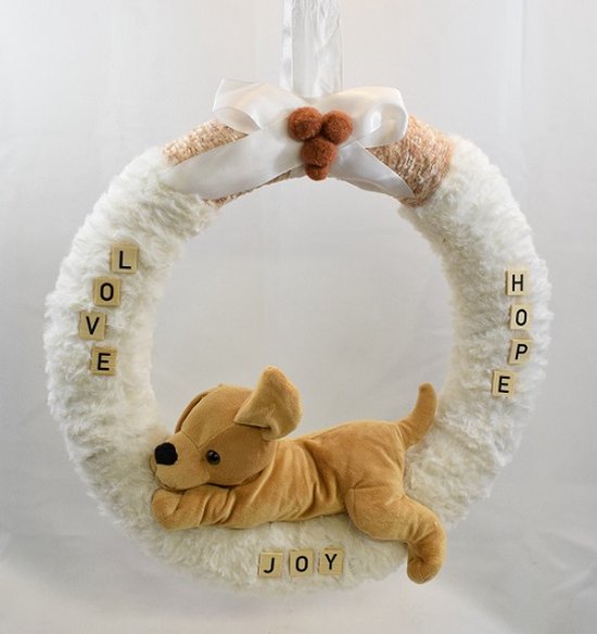 Geboorte baby, kraamcadeau, geboorte krans, hangkrans  "Hond" Ø 40 cm Handmade