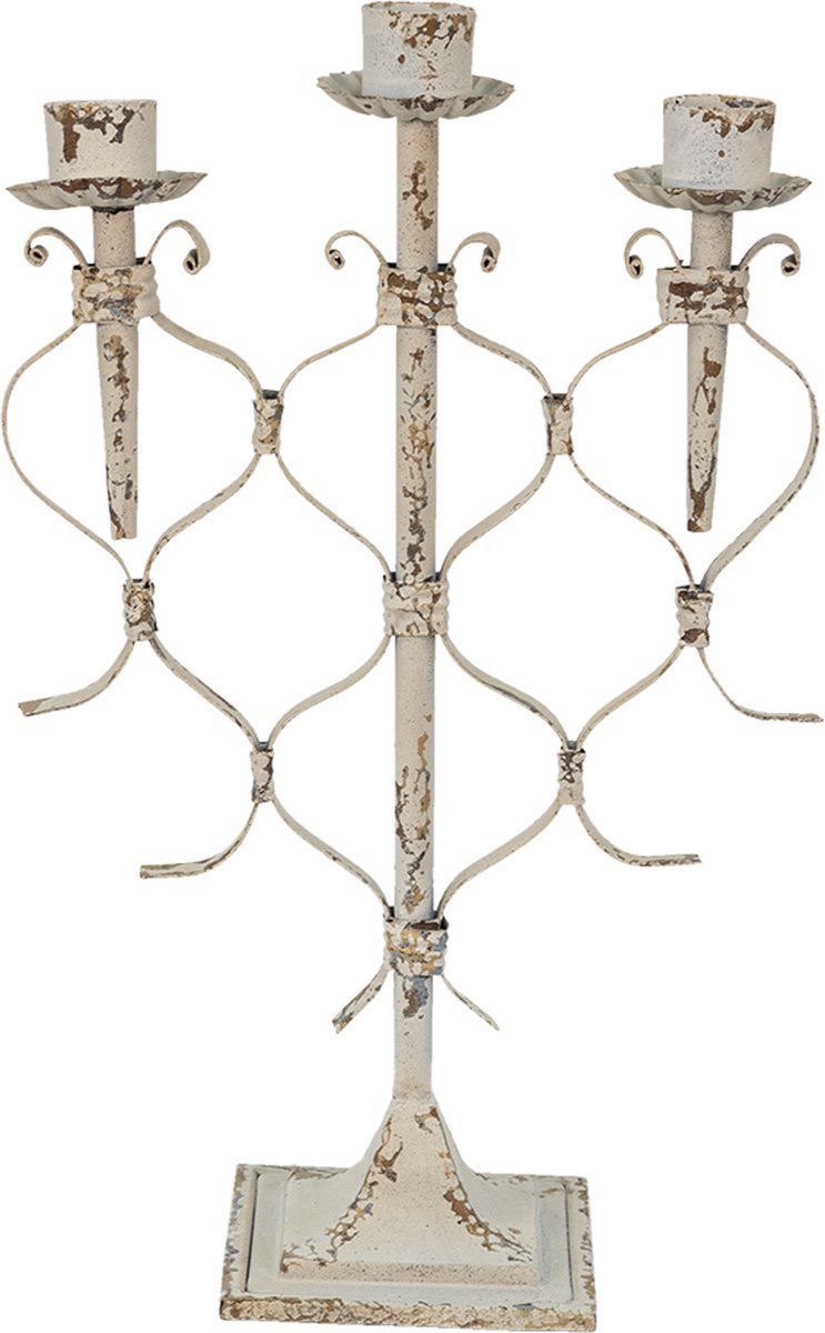 Kandelaar 28x12x42 cm Wit Metaal