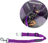 Autogordel voor honden - paars - voor optimale veiligheid onderweg voor hond en baasje - schok absorberend - hondengordel - voor alle honden - bestand tegen grote krachten - geschikt voor bijna alle auto's