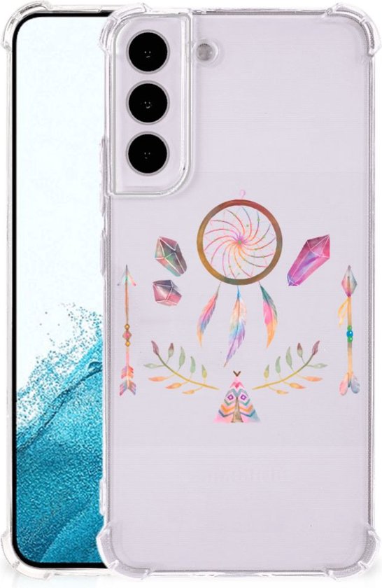 Smartphone hoesje Geschikt voor Samsung Galaxy S22 Mobiel Case met transparante rand Boho Dreamcatcher