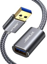 JSAUX USB 3.0 Verlengkabel - USB 3.0 Female naar USB 3.0 Male - 2 Meter - Grijs
