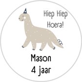 20 x Gepersonaliseerde Traktatie Cadeau Stickers Verjaardag 4 Jaar - Dino Stickers - Naamstickers - Naam Op Stickers - Kindertraktatie Dinosaurussen