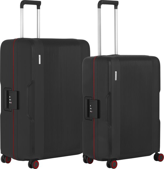 CarryOn Protector Luxe Kofferset met kliksloten - TSA Trolleyset Middenmaat 67Ltr + 105 Ltr Grote koffer - Zwart