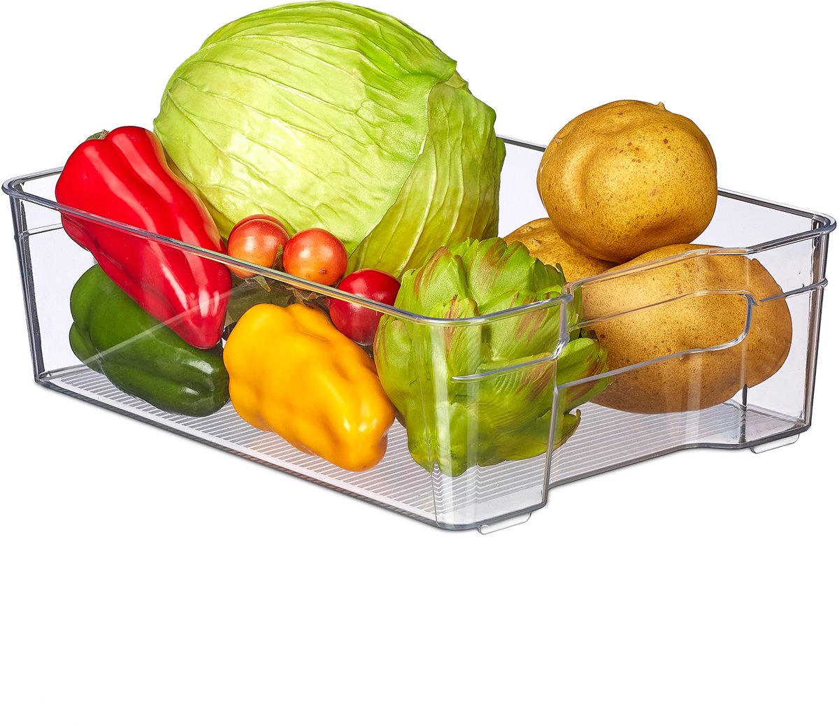 koelkast organizer - opbergbak - 9 x 21,5 x 32 cm - plastic lade - met handgrepen