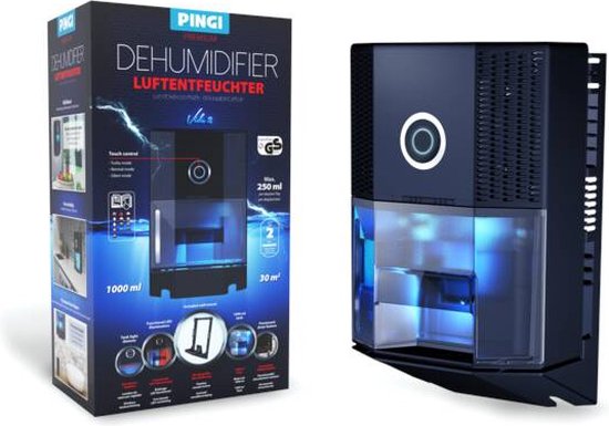 Pingi Vida 2 Elektrische Luchtontvochtiger - Automatisch moduleren - Vocht verwijderen met één druk op de knop - 1L tank