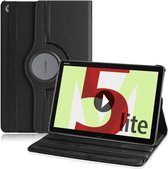 LuxeBass Hoesje geschikt voor Huawei MediaPad M5 Lite 10.1 - 360° Draaibaar Tablet hoesje - Tablethoes - Zwart