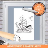 Art4Window Raamtekening Kleurplaat Set | "Bunny Loves Egg" | Raamdecoratie Pasen | hxb 106x106cm | Creatief Schilderen | Decoratie Pasen | Raamschildering Raamstickers Raamverf