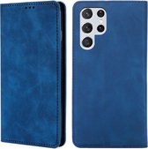 Book Case Samsung Galaxy S22 Ultra | Hoogwaardig PU Leren Telefoonhoesje | Lederen Wallet Case | Luxe Uitstraling | Pasjeshouder | Blauw