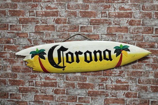 Surfplank corona - Houten decoratie - Surf - Surfplanken - Corona - Decoratie - 50 cm groot - surfboard - surfplank wandbord -