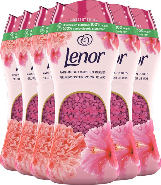 Lenor Pioenroos en hibiscus Parels - In-Wash Geurbooster - Voordeelverpakking 6 x 15 wasbeurten