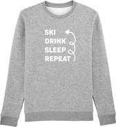 Ski drink sleep repeat Rustaagh sweater maat XS - grijs - bedrukt - unisex -ski