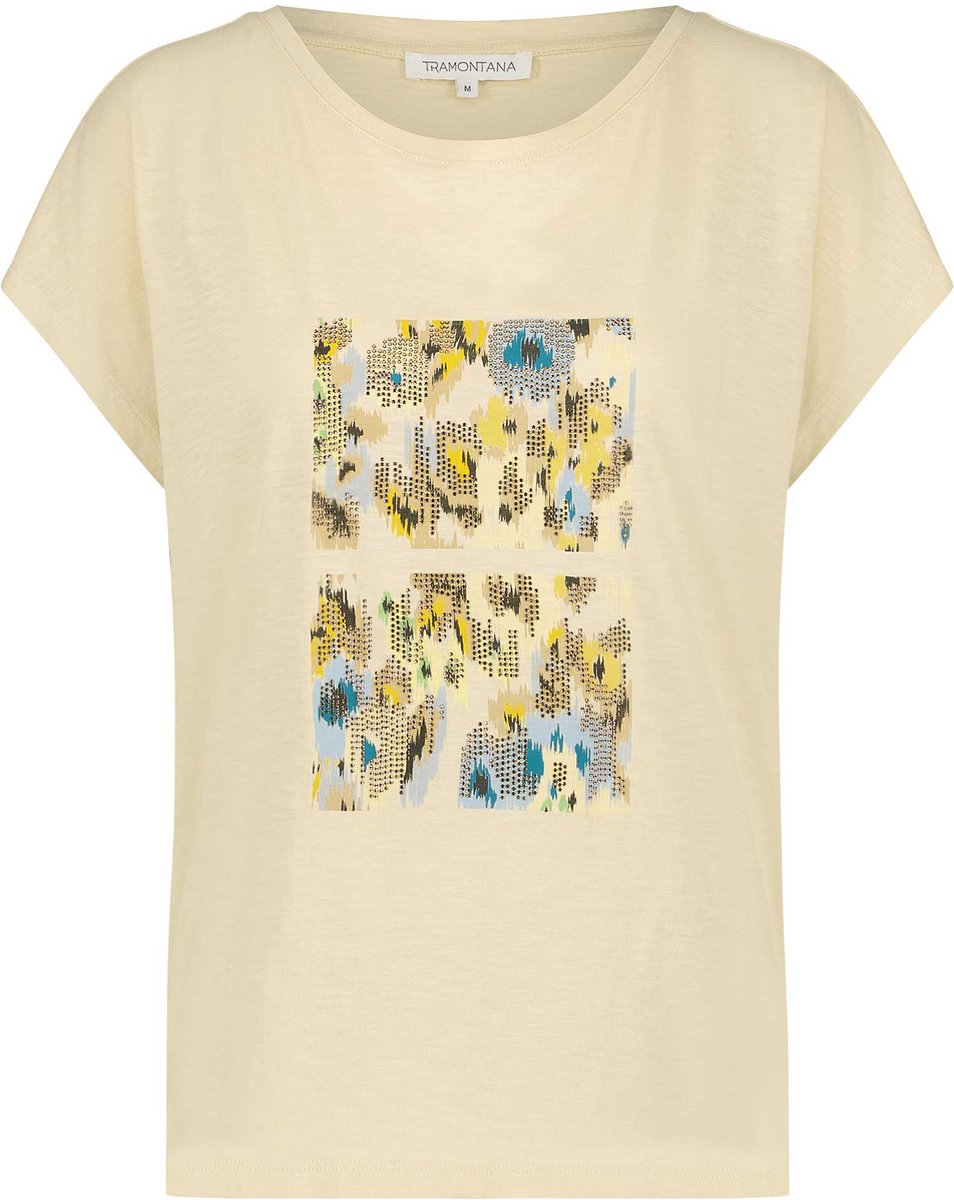 Tramontana | T-Shirt Ikat Studs Artwork | Butter | Maat S