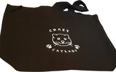 TWOA-Katoenen boodschappentasje-Zwart-18 liter-tas crazy cat lady